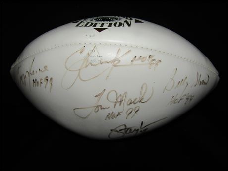 Hall of Fame Class of 1999 Autographed Football, L.T., Dickerson, Ozzie Newsome