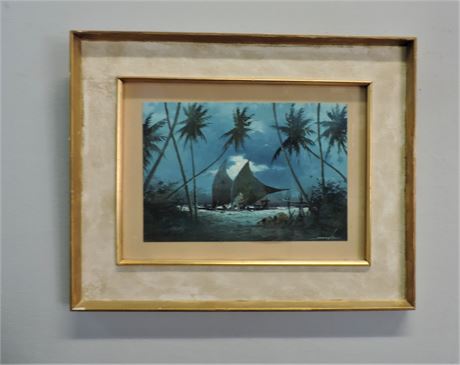 Signed Original Reinaldo Manzke Gouache and Watercolor Seascape Painting