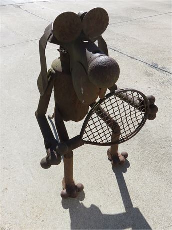 Iron Garden Statue - Tennis Dog