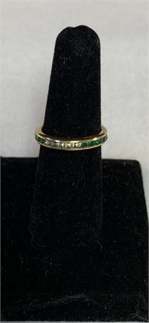 Brilliant  Emerald and Diamond Marked 18kt  Gold Ring