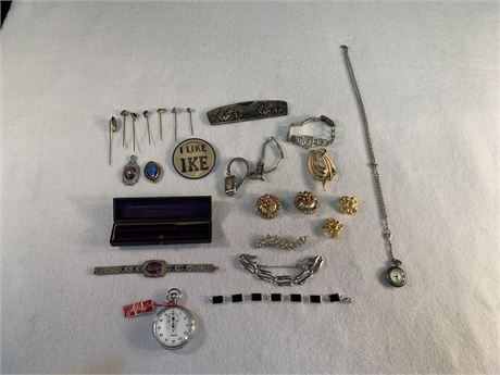 MISCELLANEOUS VINTAGE LOT with MINERVA STOP WATCH