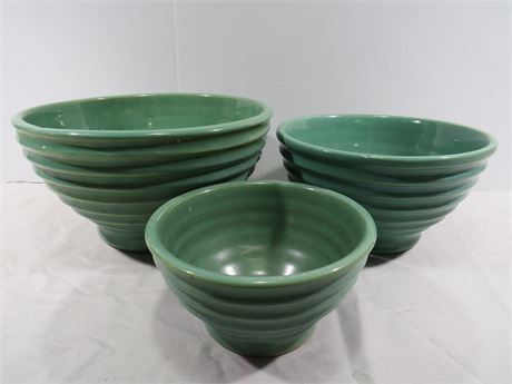 Vintage 1940s Ribbed Beehive Pottery Bowls
