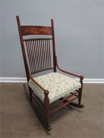 Vintage Rocking Chair with Hand Painted Trim
