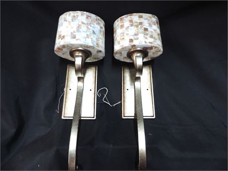 Pair of Mother of Pearl Style Sconces