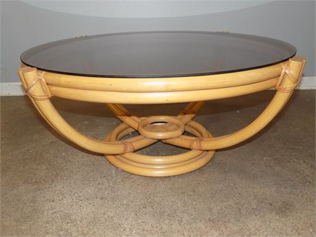 Large Round Rattan Table