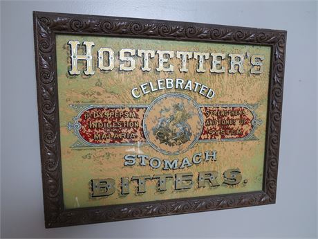 Hostetter's Bitters Framed Glass Sign