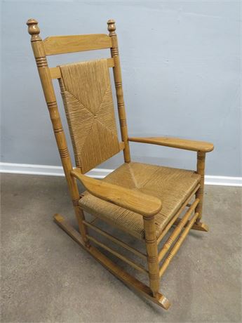 Oak Rush Seat Rocking Chair