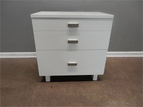 White Wood Two Drawer Night Stand