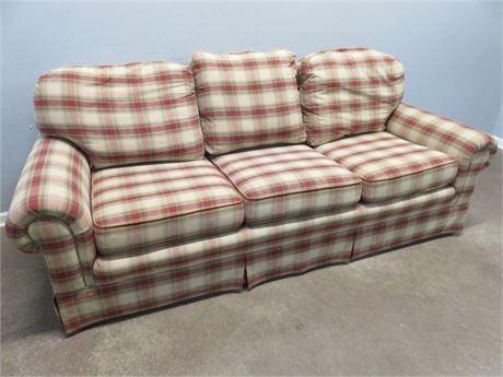 HALLAGAN Furniture Plaid Skirted Sofa