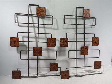 Mid-Century Modernist/Brutalist Mixed Metal Curtis Jere Style Wall Sculptures