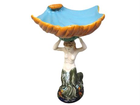 Vintage Mermaid Seashell Compote - Very unusual piece!