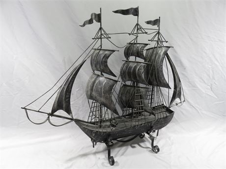 Wrought Metal Spanish Galleon Ship Sculpture
