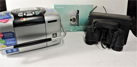 Canon Powershot Digital Camera Picture Mate Photo Lab & Sears Binoculars