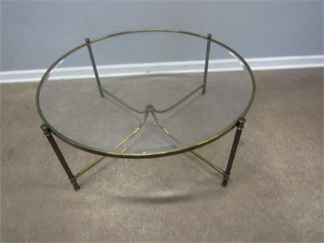 Vintage Brass Based Glass Table