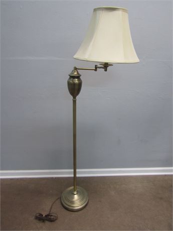 LIBRARY SWING-ARM FLOOR LAMP WITH ANTIQUE BRASS FINISH