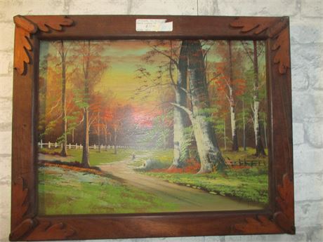 Original Painting with Primitive wood Frame