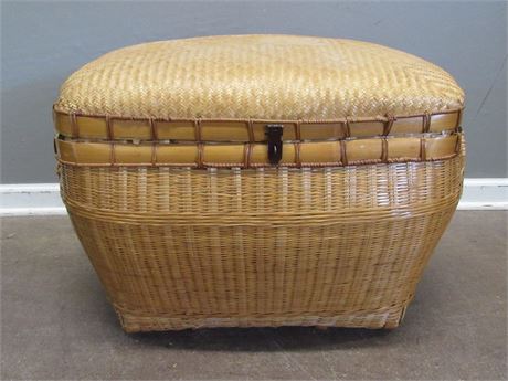 Large Decorative Basket with Hinged Lid and Handles