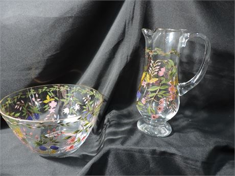 Hand Painted Pitcher and Bowl