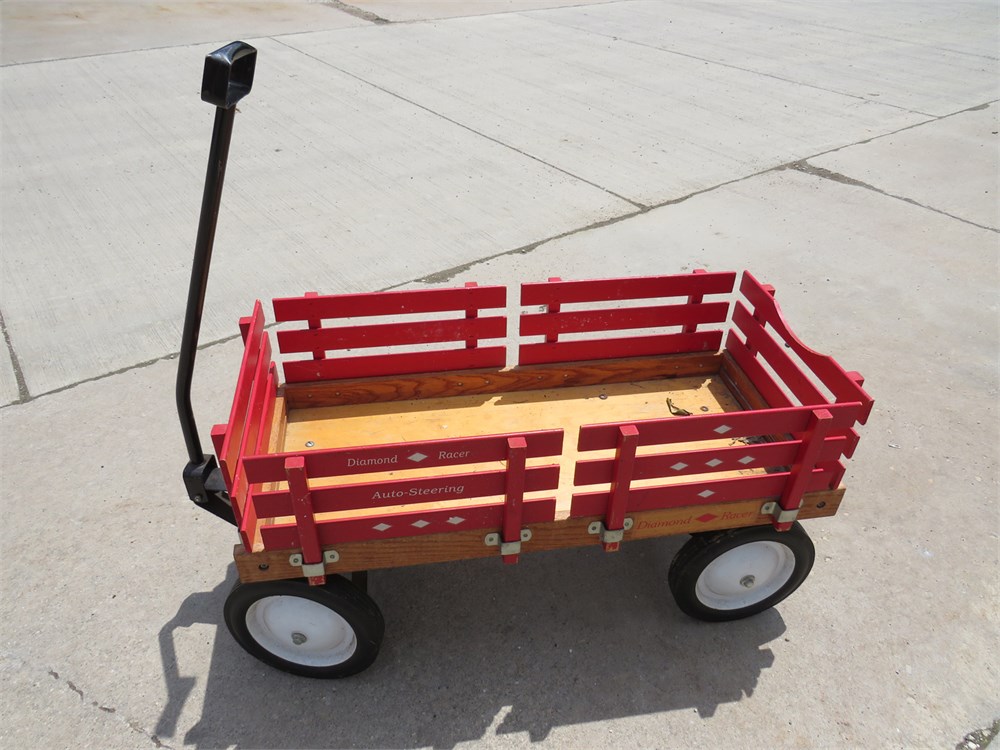 Transitional Design Online Auctions - Diamond Racer Red Wooden Wagon