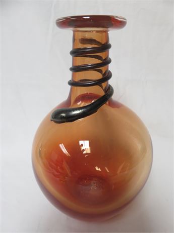 Hand Blown Amber Art Glass Vase