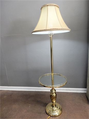 Lamp Table with Gold Shade