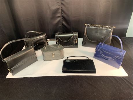 Lot of 7 VINTAGE HANDBAGS INCLUDING THEODORE,LUCITE.AFTER FIVE