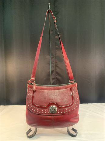 "BRIGHTON" Red Leather Shoulder Strap Bag