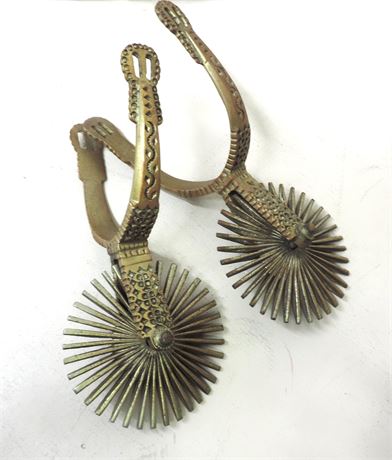 Authentic Iron / Gilded Rowel Gaucho Spurs