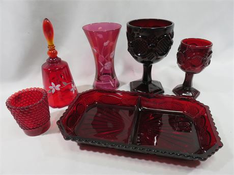 Ruby Red Glassware Lot