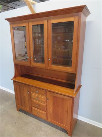 Amish Made Lighted Cherry Hutch
