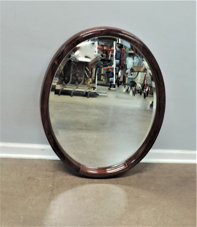 Oval Shape Solid Wood Hanging Mirror