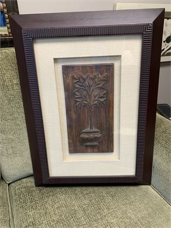 Framed Carved Tree Wall Décor