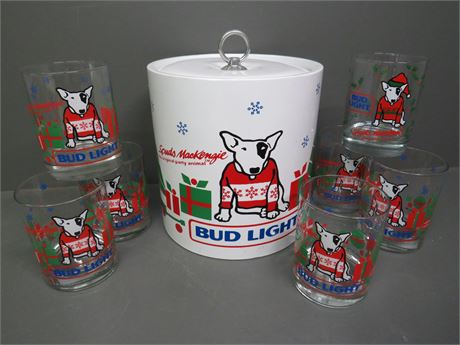 SPUDS MACKENZIE Bud Light Ice Bucket/Glass Set