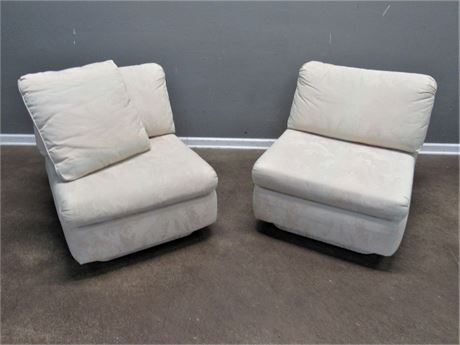 Vintage 80's Style Arm-less Chairs with Throw Pillow