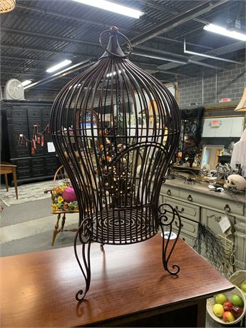 Tall Brown Metal Decorative Bird Cage with Door