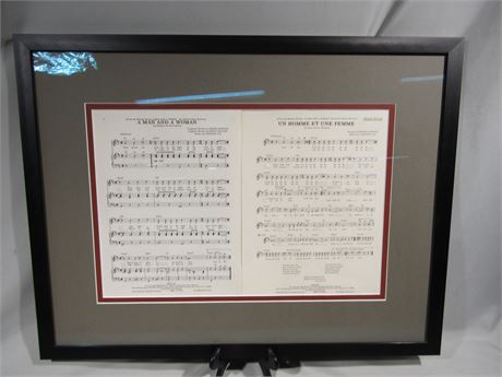 Professionally Framed Sheet Music from "A Man and a Woman" Motion Picture