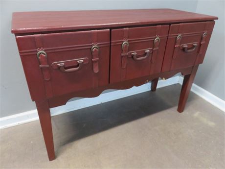 Faux Leather Luggage Filing Credenza