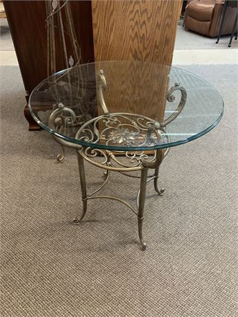 Glass Round Top Accent Table