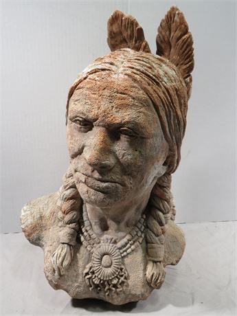 Native American Stone Bust Sculpture