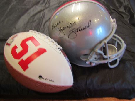 Jim Tressel Signed OSU Helmet, and Signed #51 Football