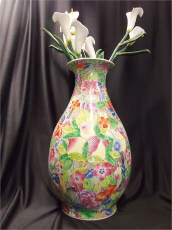 Huge Hand painted Floral Vase