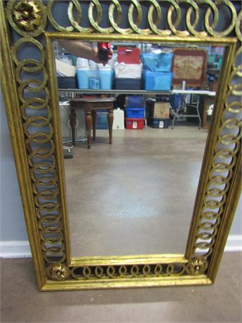 Rectangle Large Entry Way Mirror with Thick Gold Frame