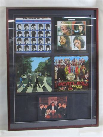 Large Framed and Matted Beatles Album Cover Art