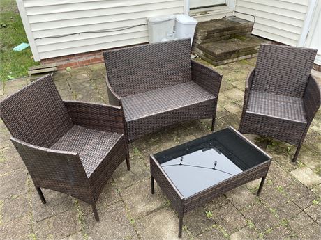 Synthetic Wicker Seating Group Chocolate Brown
