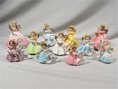 11 Vintage Josef Originals Birthday Doll/Angel Figurines
