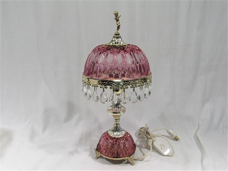 Boudoir Lamp with Pink Glass