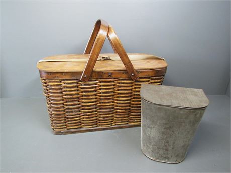 Wicker Refrigerated Picnic Basket - Tin Lined