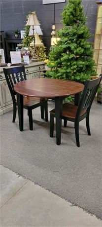 Drop Leaf Wood Dining Table Two Chairs