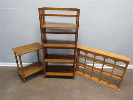 Wood Rack and Shelves, Small Table