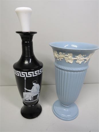 1958 JIM BEAM Roman Decanter / WEDGWOOD Queen's Ware Vase